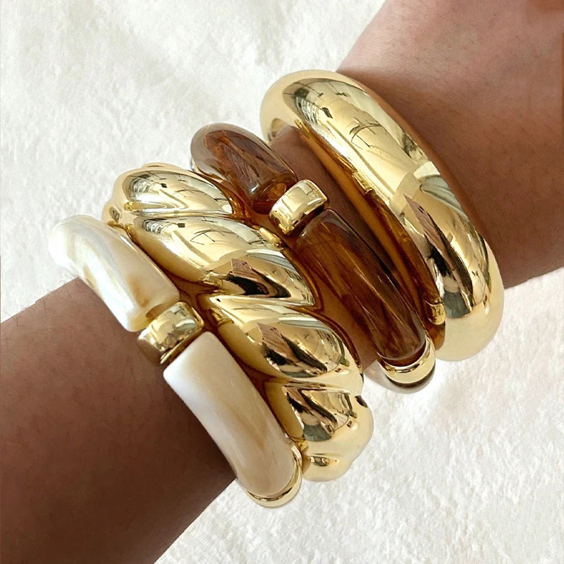 Vintage Brown Resin Bracelet Set