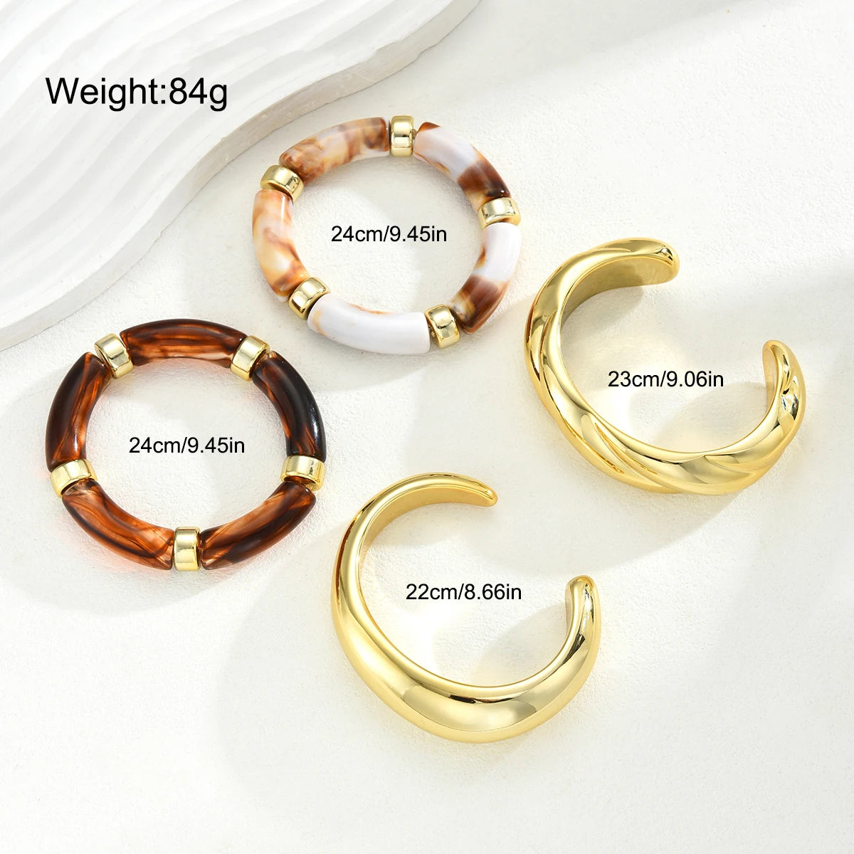 Vintage Brown Resin Bracelet Set