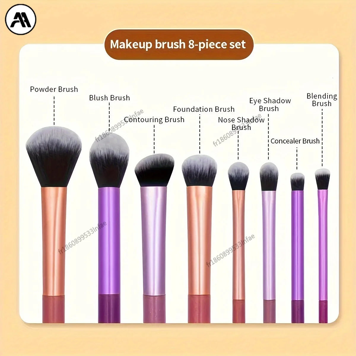 8-Piece Long Tube Makeup Brush Set