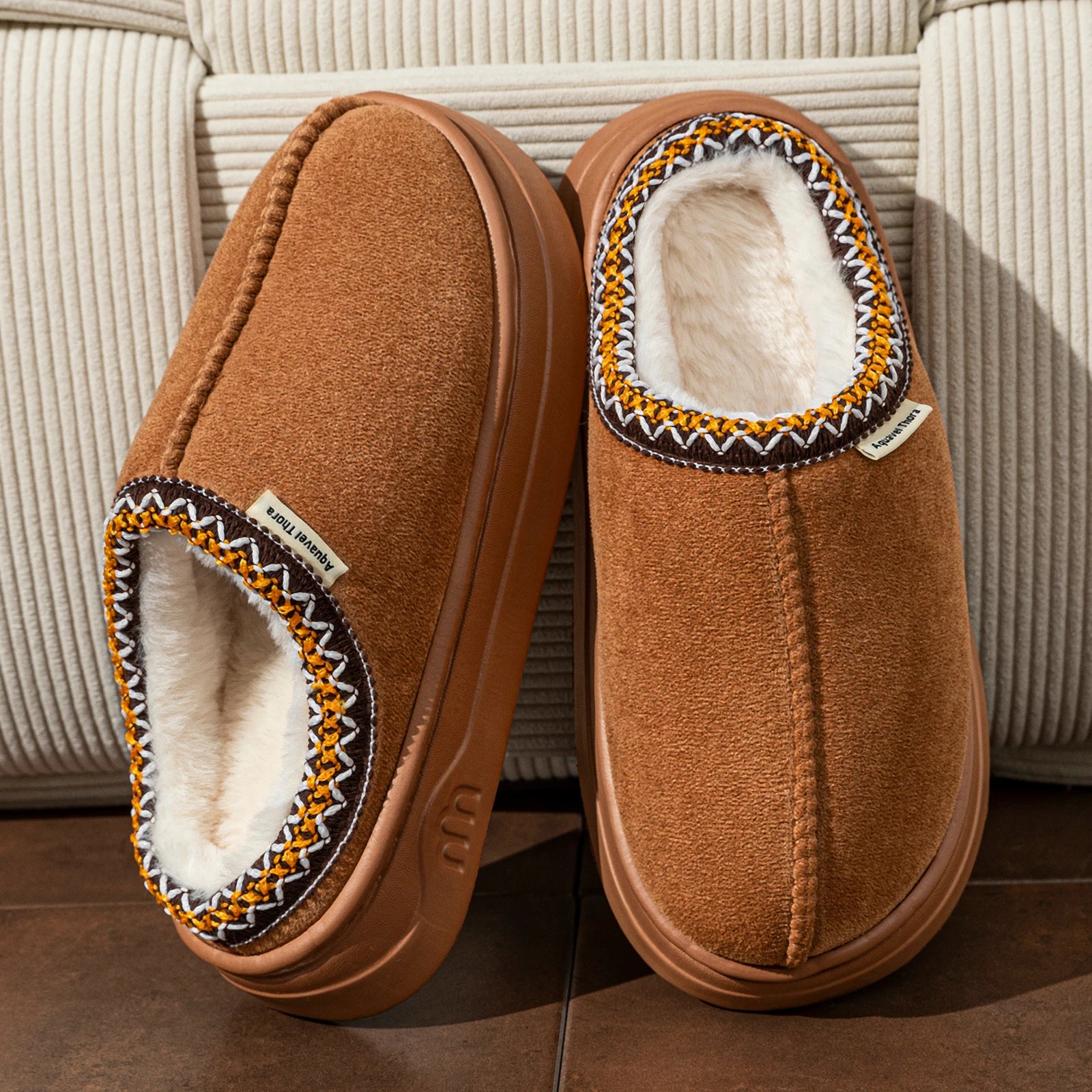 Winter Women's Plush Slipper Boots – Cozy Fuzzy Fur House Shoes for Couples
