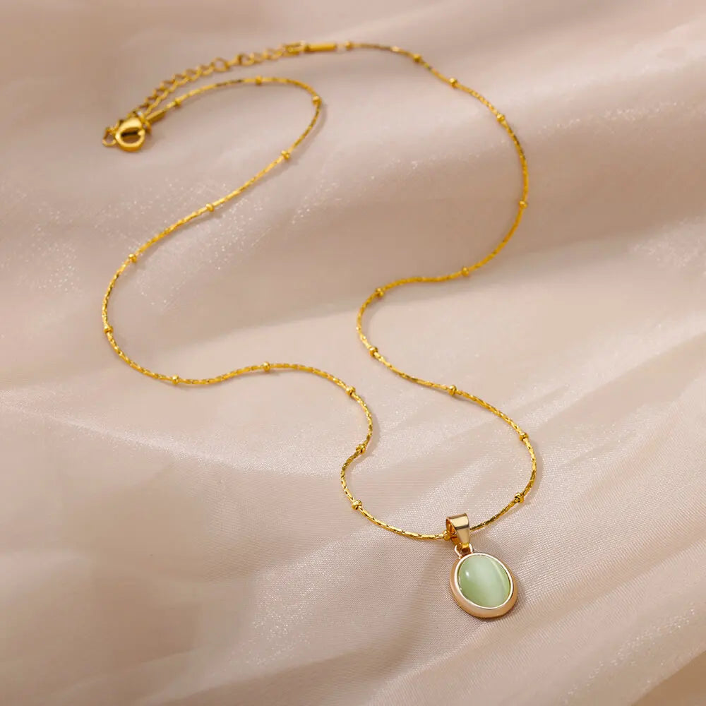 Luna Opal Oval Necklace