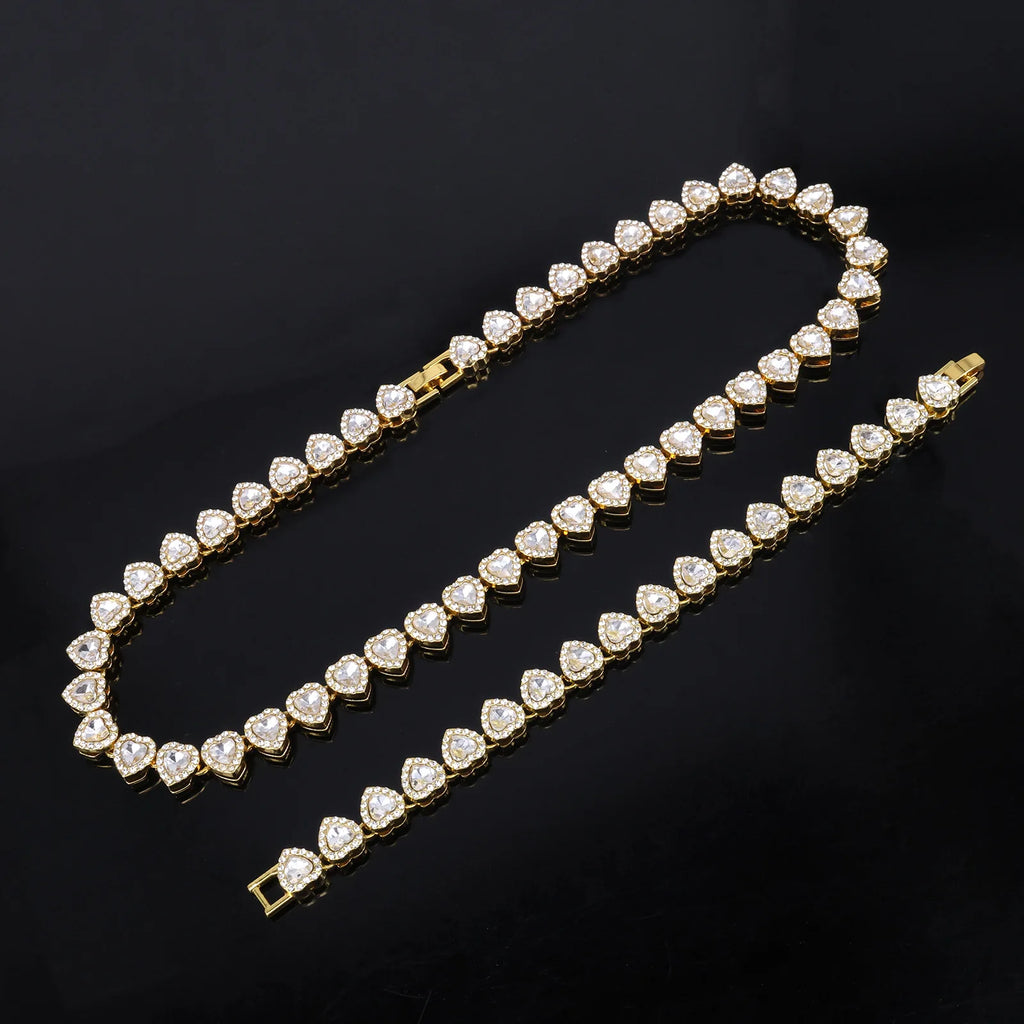 Shiny Heart Zircon Tennis Set