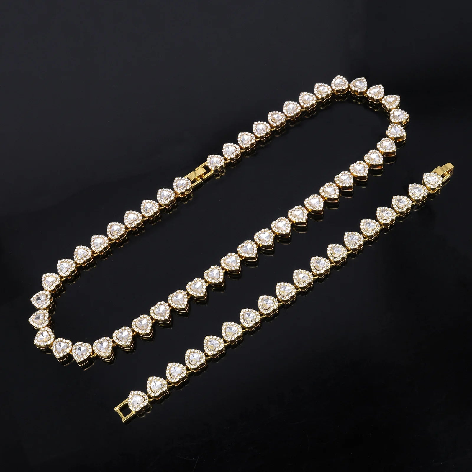 Shiny Heart Zircon Tennis Set
