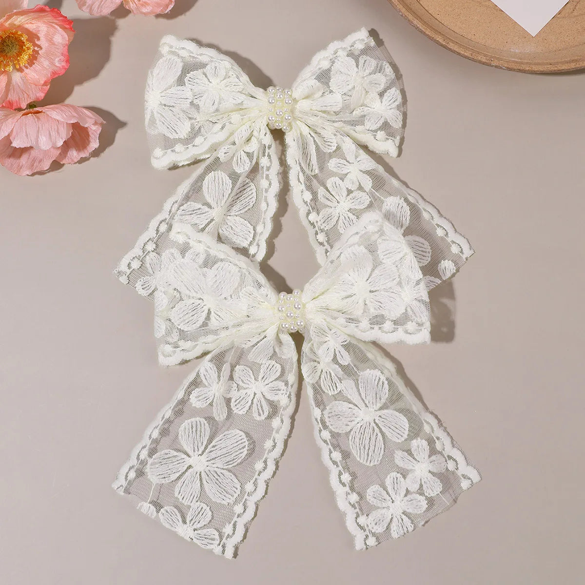 Floral Bow Hair Clips
