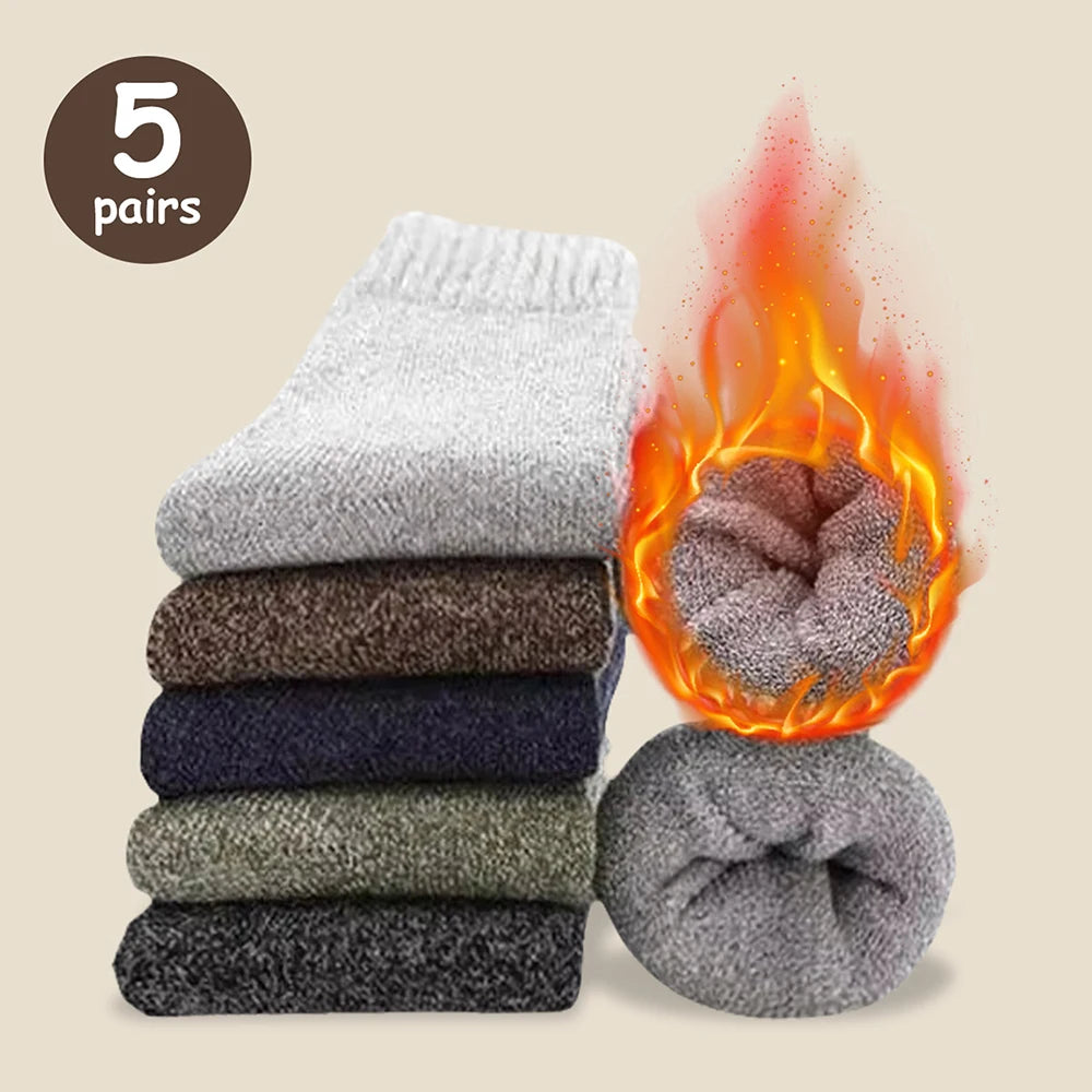 Elastic Thick-Cushion Mid-Calf Socks with Superior Warmth & Comfort – Ideal for Winter Activities and Outdoor Wear