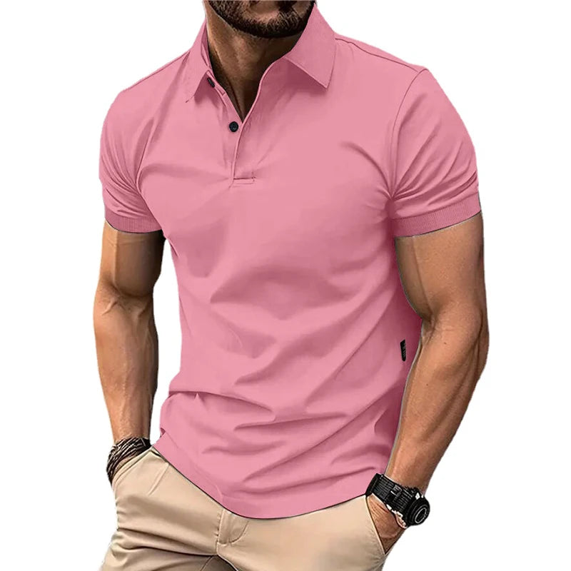 Summer Men’s Solid Color Polo Shirt – Casual Streetwear Style