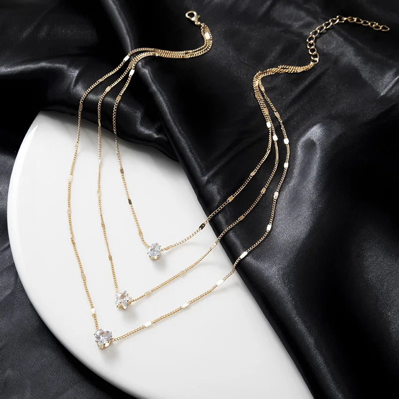 Elegant Multilayer Zircon Pendant Necklace for Women
