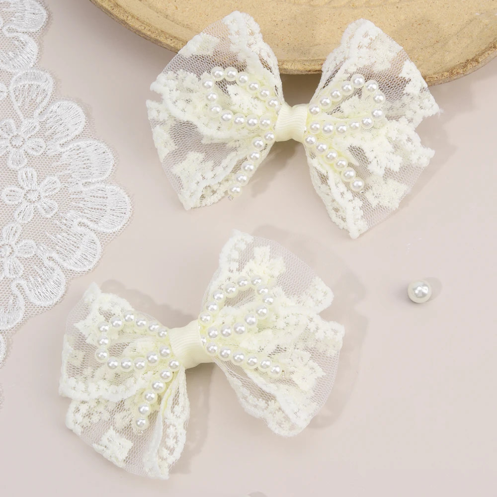 Floral Bow Hair Clips