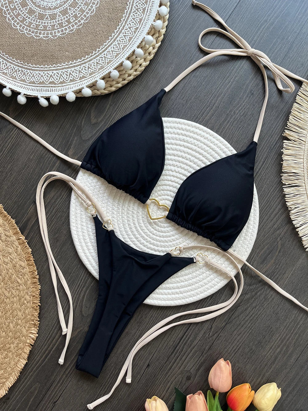 Leopard Lace-Up Bikini Set