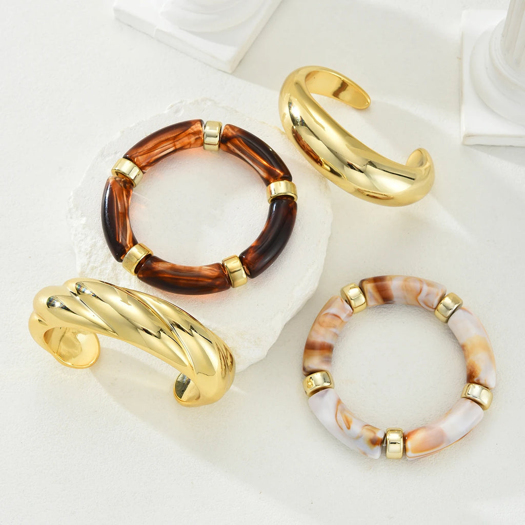 Vintage Brown Resin Bracelet Set