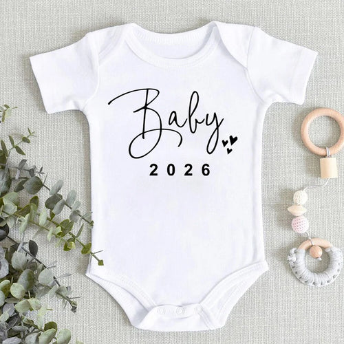 2026 Pregnancy Announcement Baby Romper – Cute Newborn Summer Bodysuit for Boys & Girls