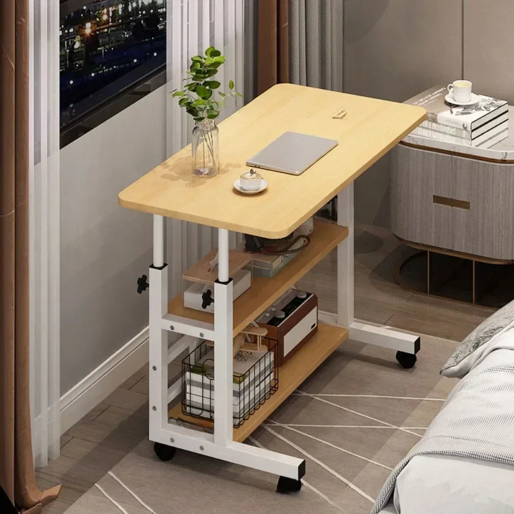 Adjustable Laptop Desk with Wheels – Portable Mobile Computer Table