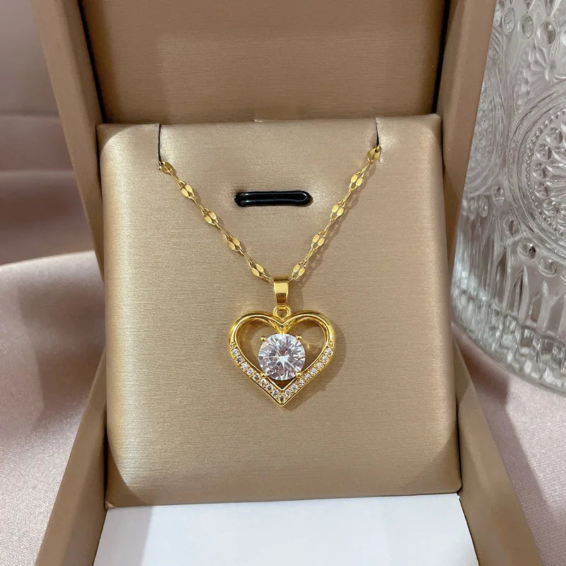 Luna Heart Zircon Necklace