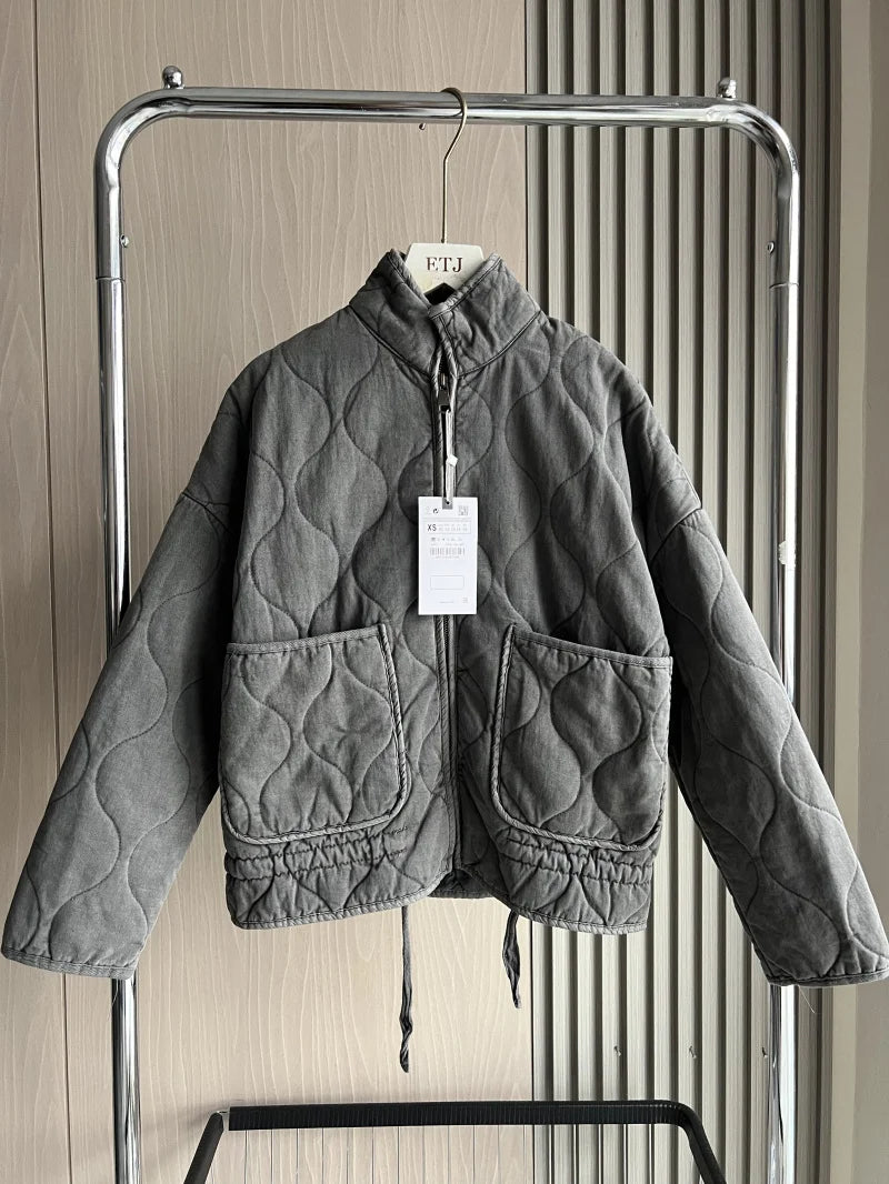 Quilted High-Collar Jacket