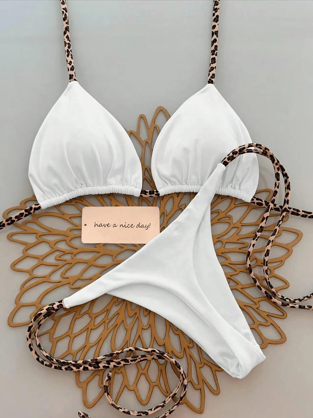 Leopard Lace-Up Bikini Set