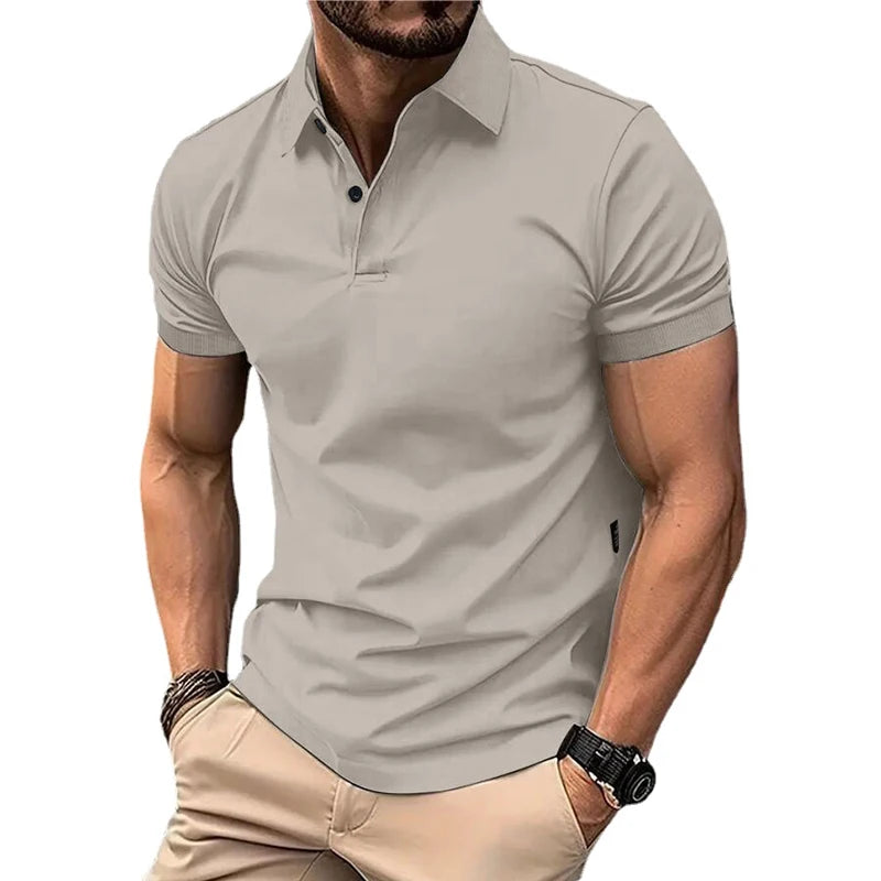 Summer Men’s Solid Color Polo Shirt – Casual Streetwear Style