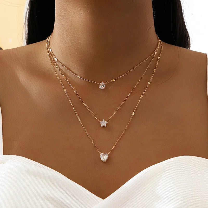 Elegant Multilayer Zircon Pendant Necklace for Women