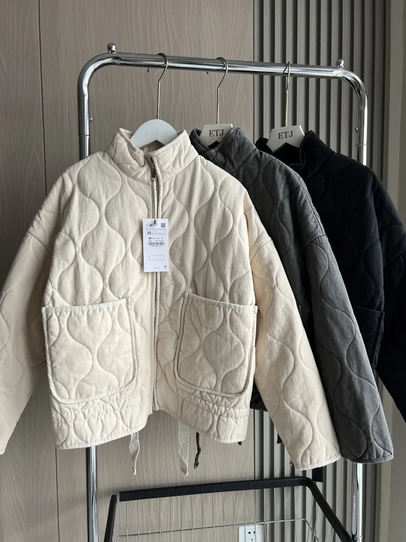 Quilted High-Collar Jacket