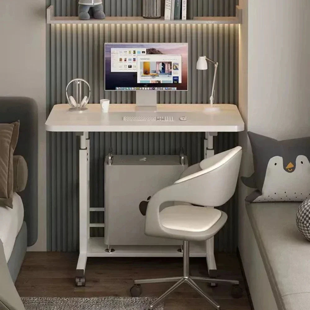 Adjustable Laptop Desk with Wheels – Portable Mobile Computer Table