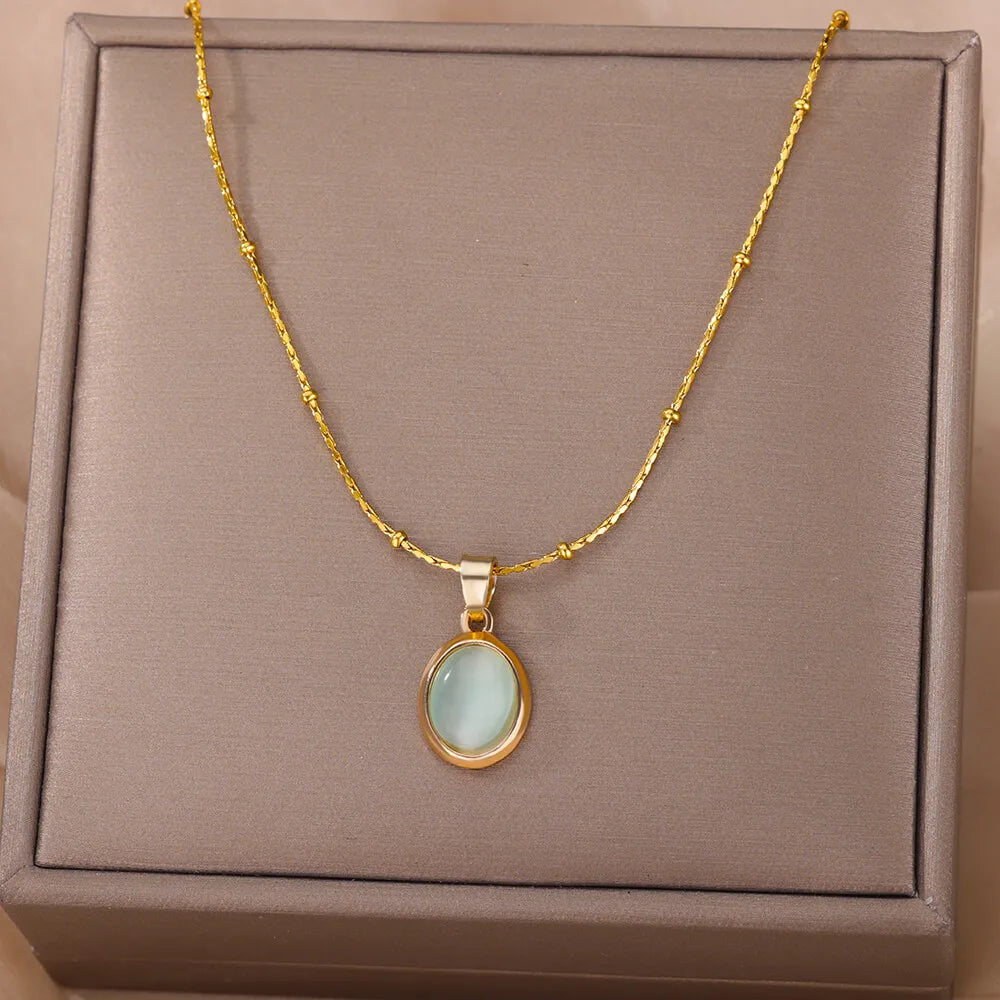 Luna Opal Oval Necklace