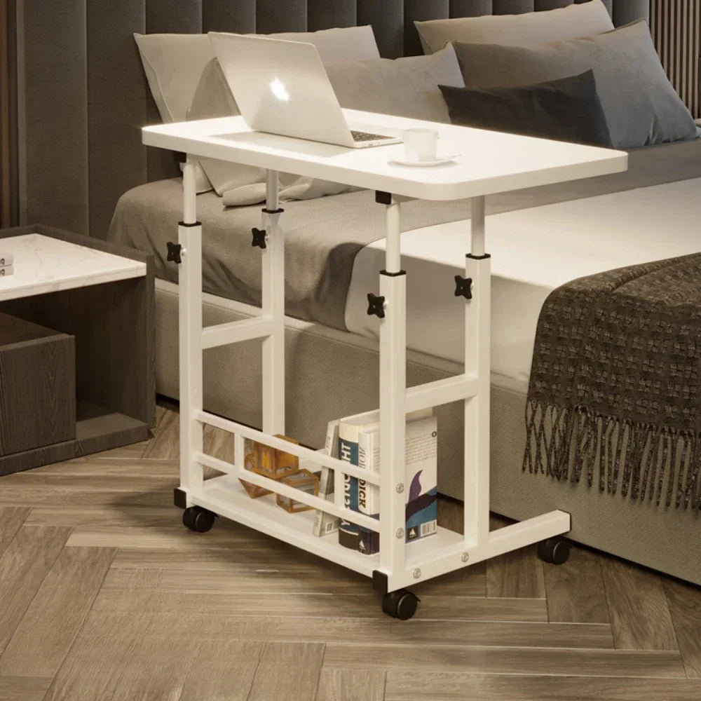 Adjustable Laptop Desk with Wheels – Portable Mobile Computer Table