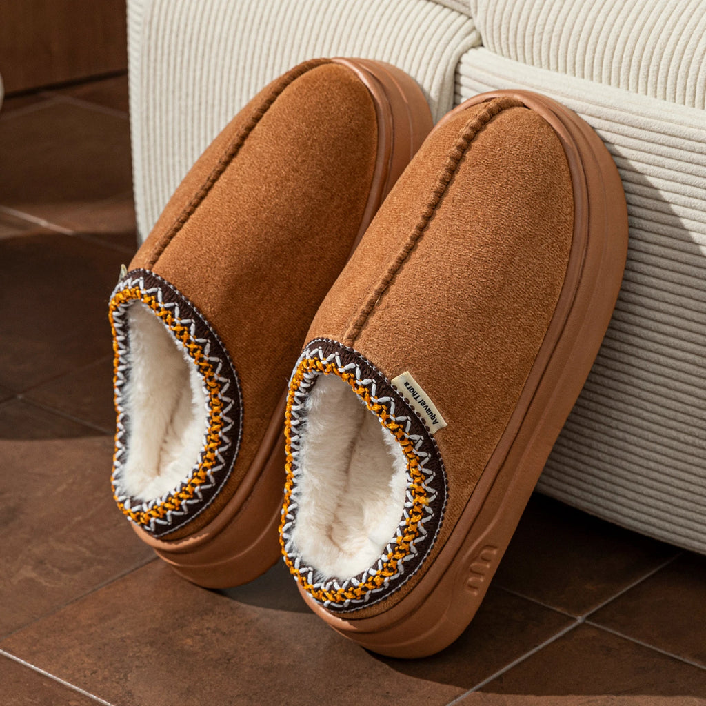 Winter Women's Plush Slipper Boots – Cozy Fuzzy Fur House Shoes for Couples
