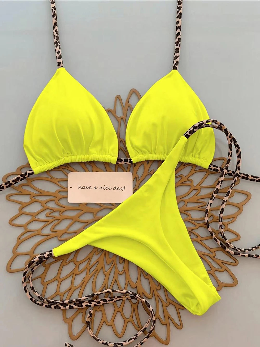 Leopard Lace-Up Bikini Set