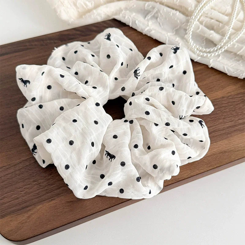 Polka Satin Scrunchie