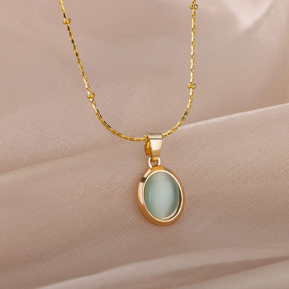 Luna Opal Oval Necklace