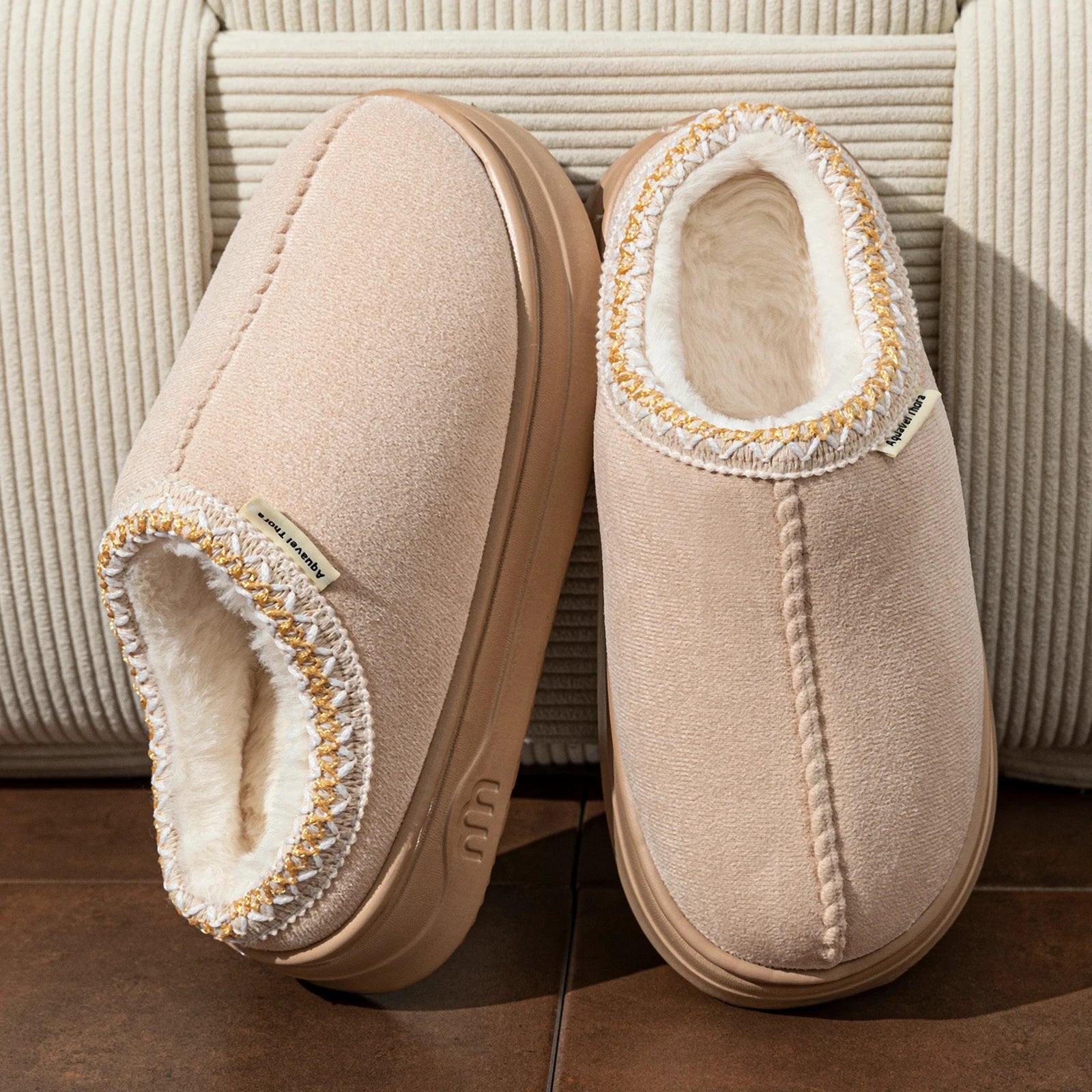 Winter Women's Plush Slipper Boots – Cozy Fuzzy Fur House Shoes for Couples
