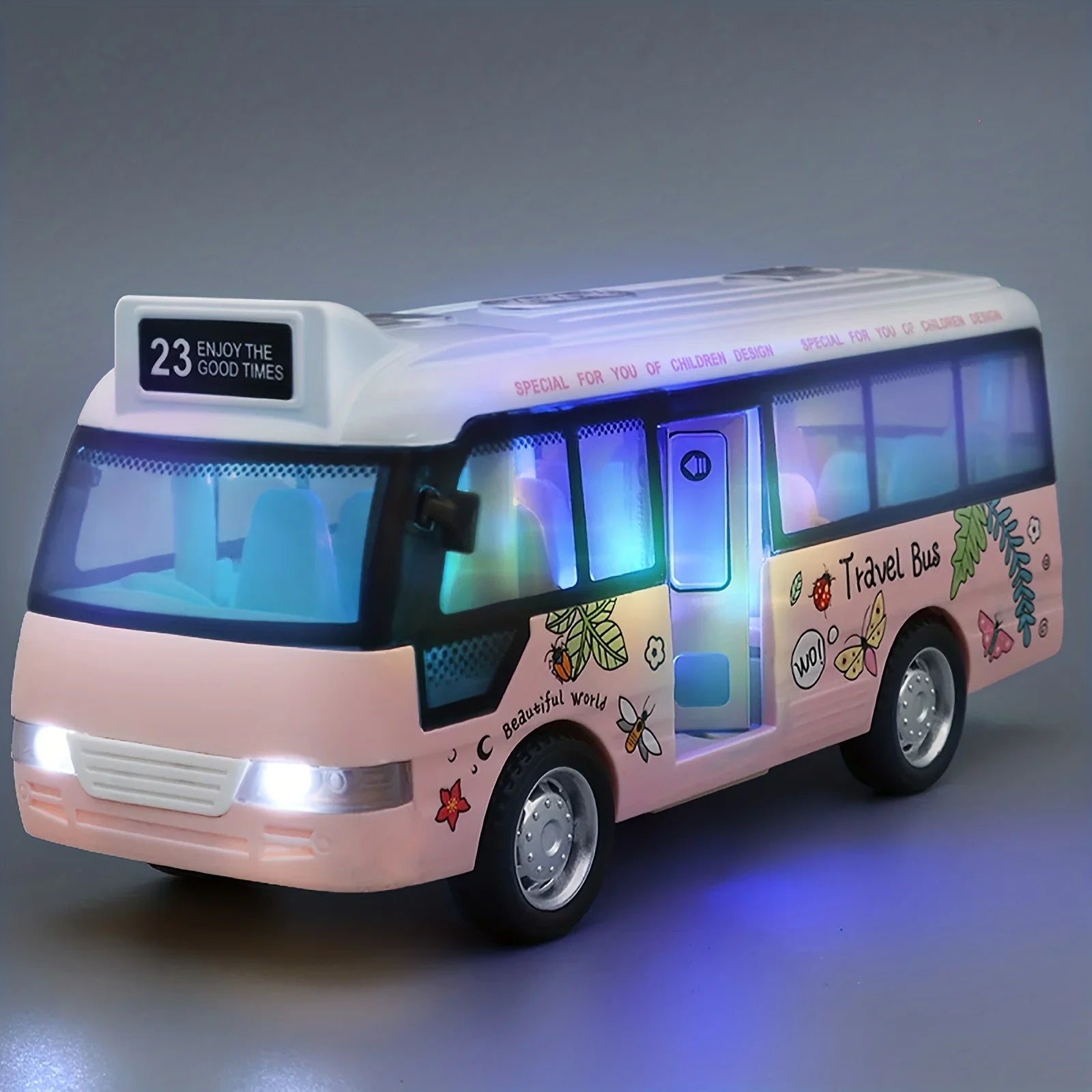 City Bus Toy – Die-Cast Pull Back Vehicle with Lights, Sounds & Opening Doors