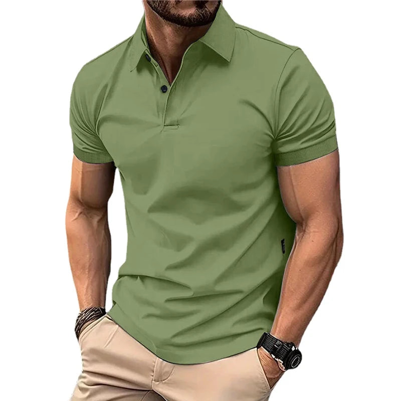 Summer Men’s Solid Color Polo Shirt – Casual Streetwear Style