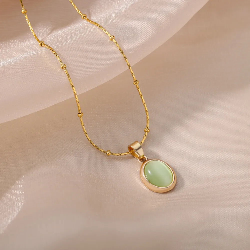 Luna Opal Oval Necklace