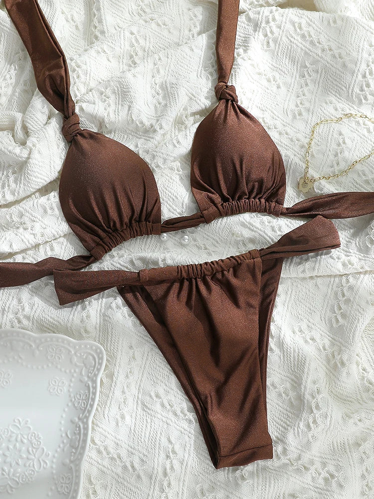 Tie-Up Triangle Bikini Set