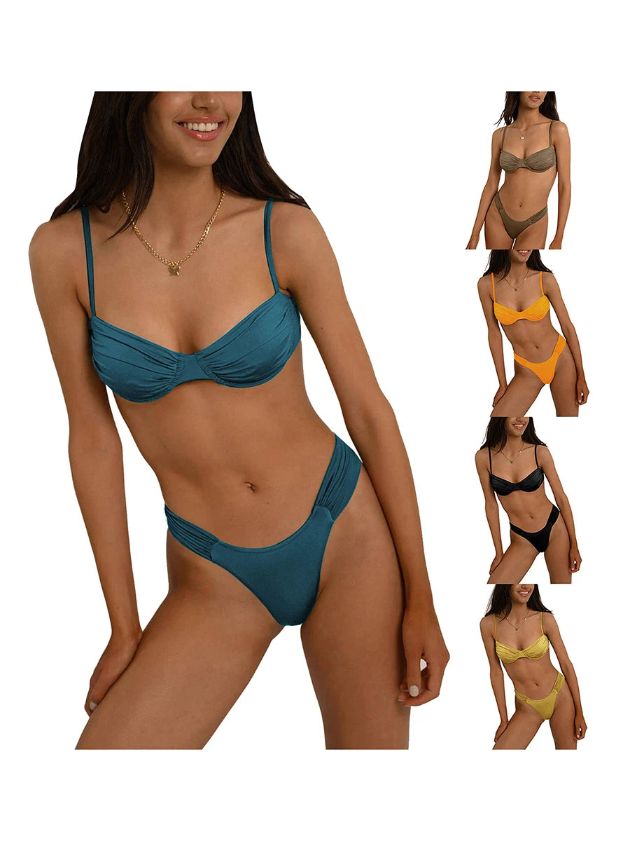 Classic Basics Women’s Bikini Set – Solid Color Swimwear