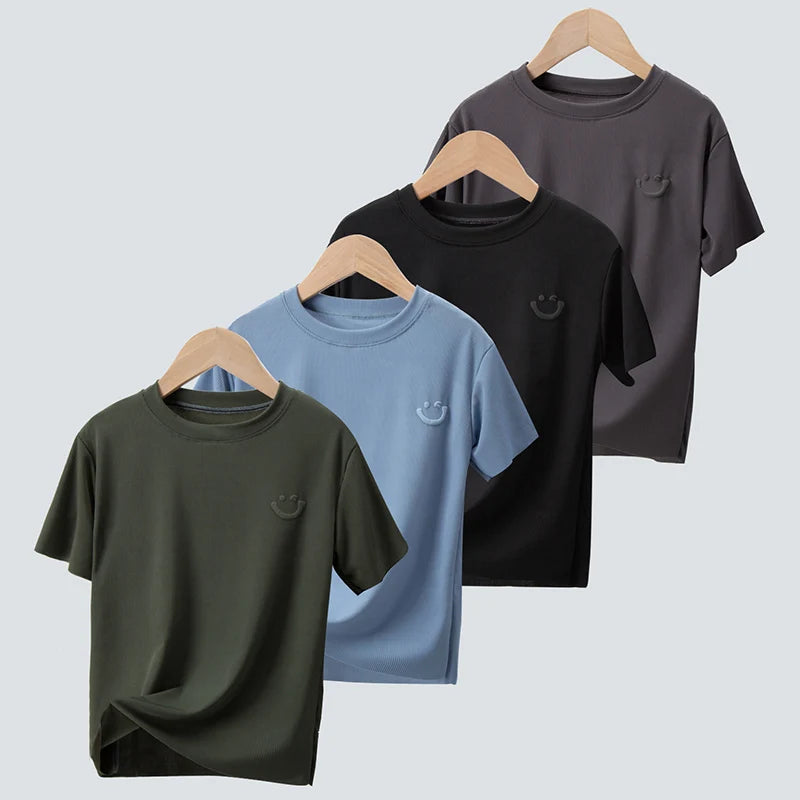 Kids Summer Ice Silk Outfit – Short Sleeve & Shorts 2-Piece Set